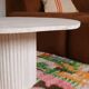 Organic shape travertine coffee table