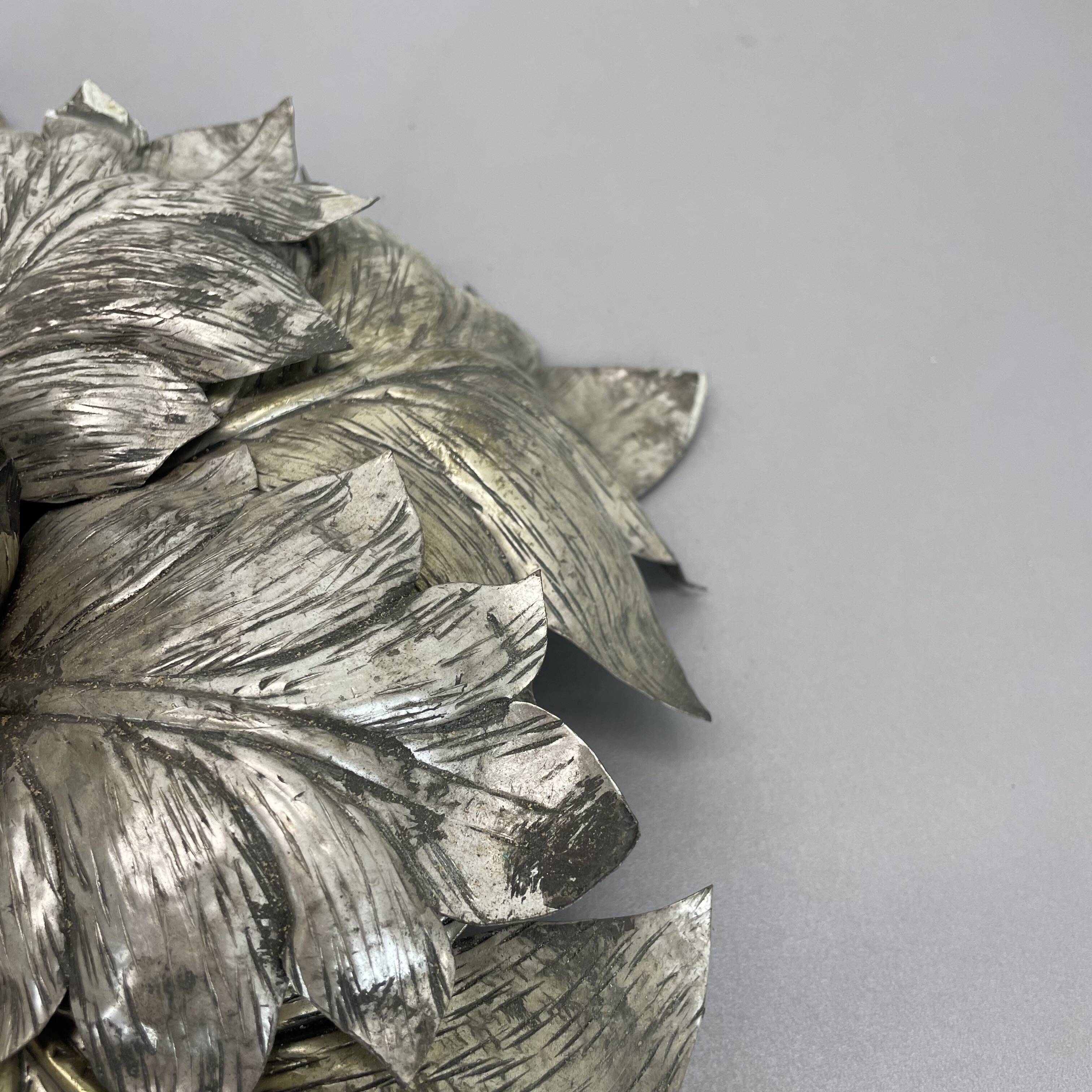 rare 36cm silver tone Metal Florentiner Leaf Theatre Ceiling Light, Italy