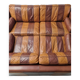 Vintage striped brown orange leather sofa (210 cm x 88 cm)