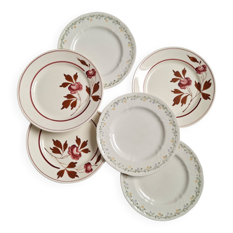 Assiettes à dessert à fleurs  Longwy et Luneville