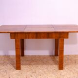 Table à manger réglable en noyer, années 1930, Tchécoslovaquie