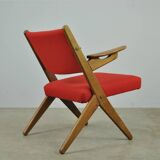 Classic Danish vintage scissor armchair by Arne Hovmand Olsen in OAK, 1960