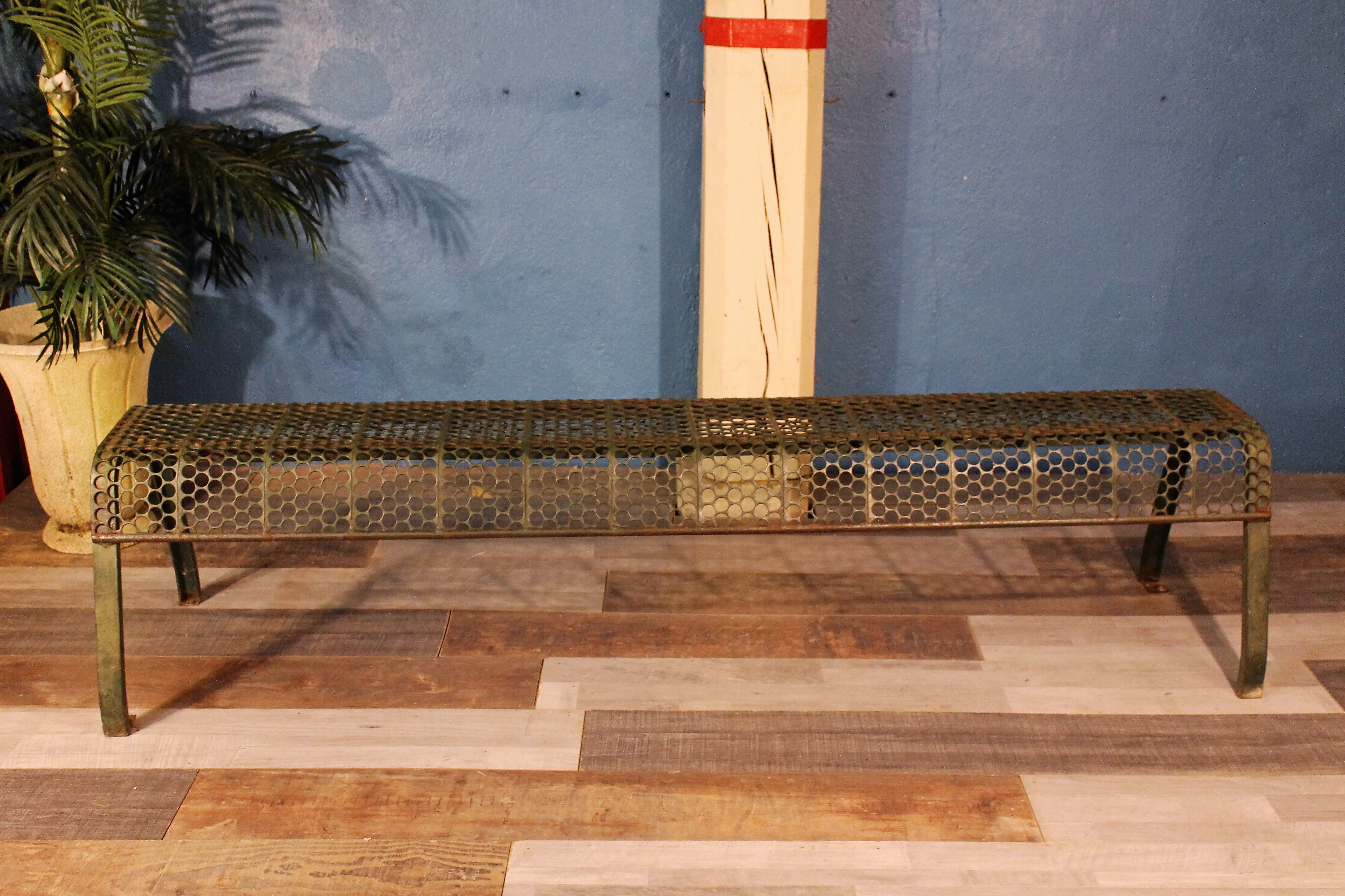 1950s perforated metal bench