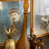 Vintage amber textured glass decanter