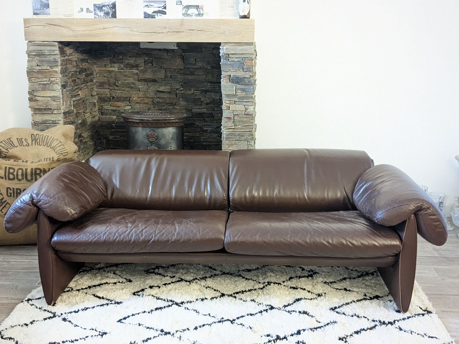 De Sede sofa DS-1023 year 70 in brown leather
