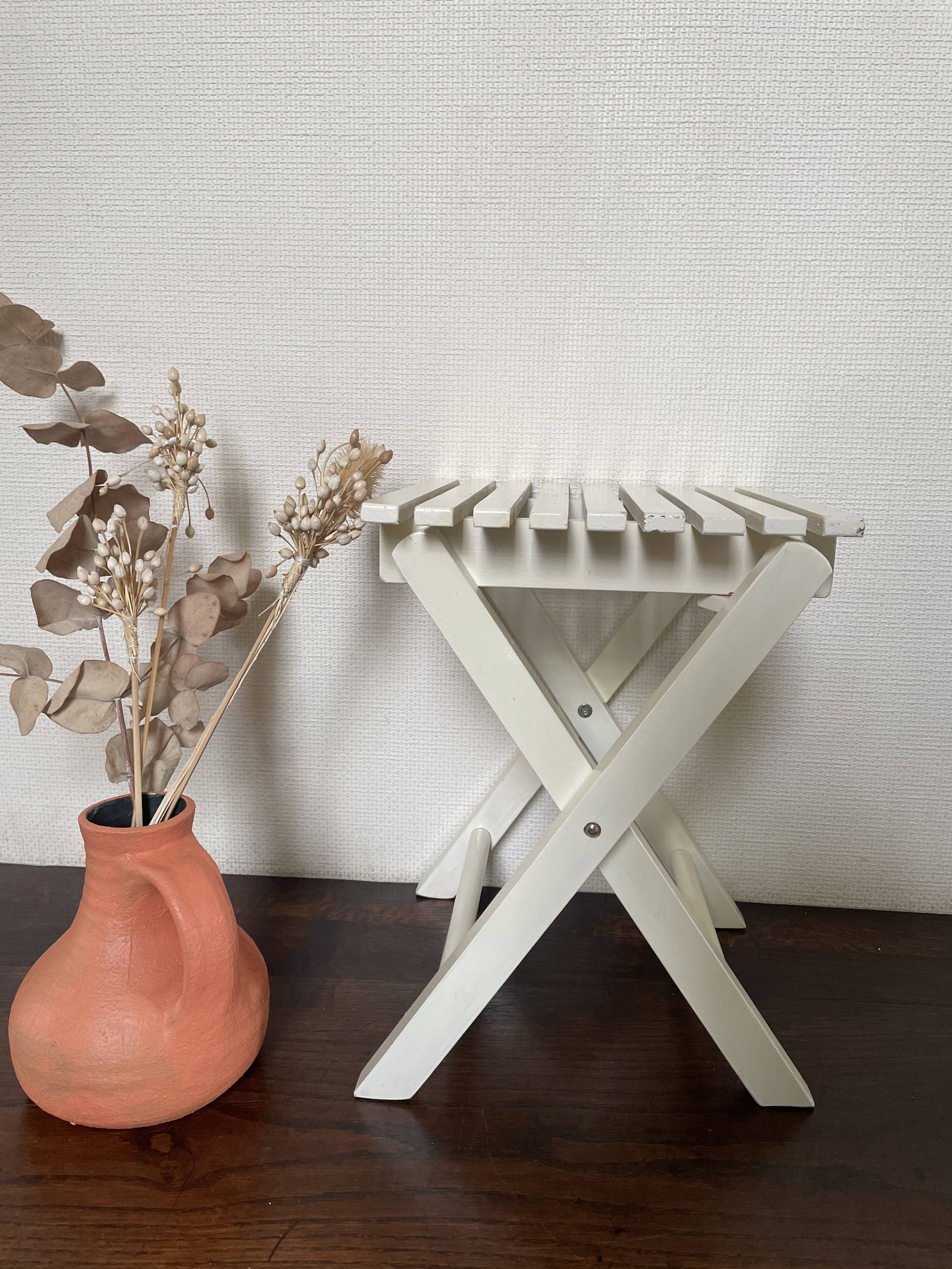 Tabouret de pêche à lattes vintage