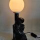 Black ceramic and opaline lamp
