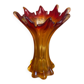 Antique murano sommerso vase, vintage blown glass