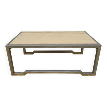 Table basse design 1970s en travertin