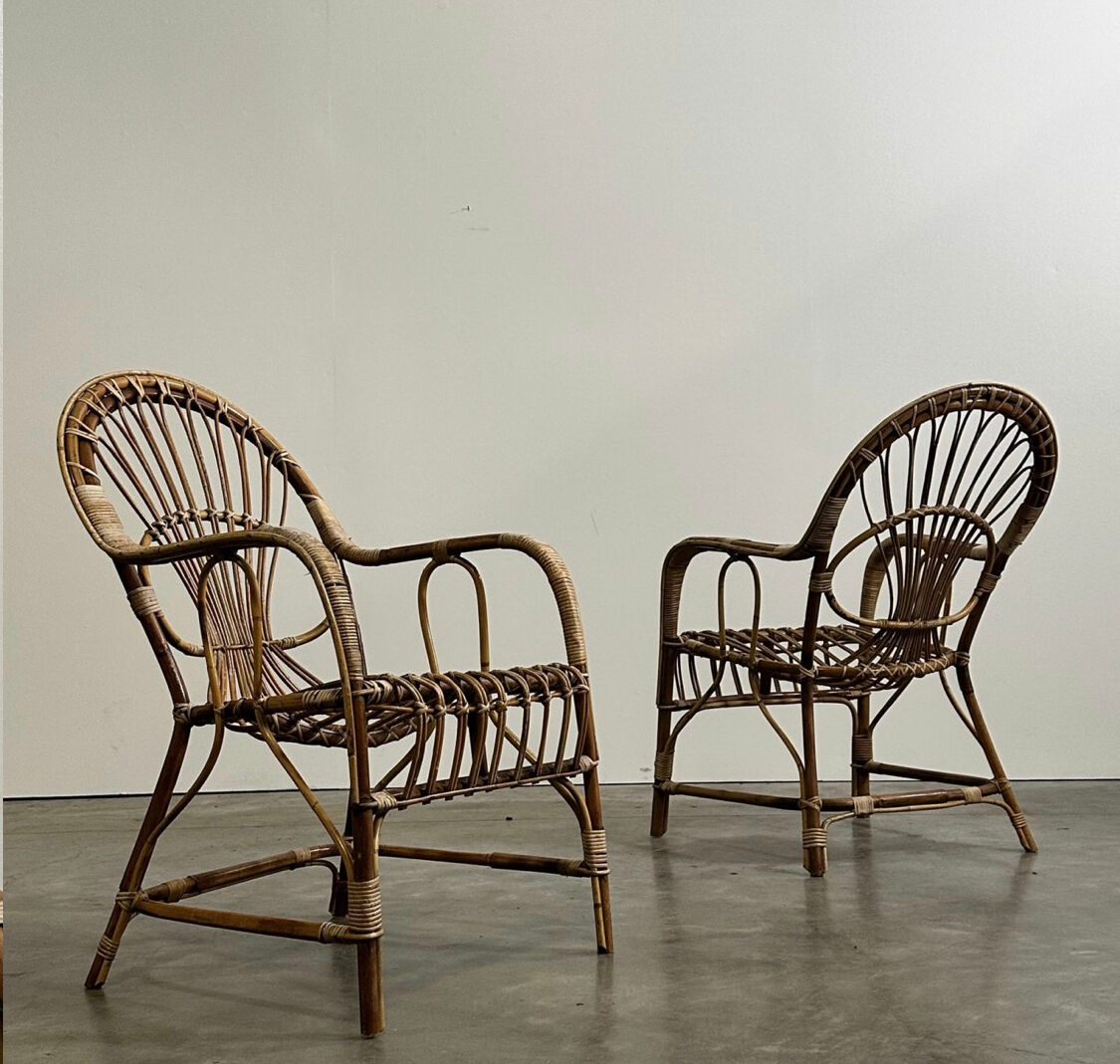 6 rattan armchairs