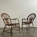 6 rattan armchairs