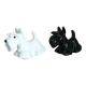 Salt and pepper shakers, glazed ceramic, Scottish terrier dog, signed