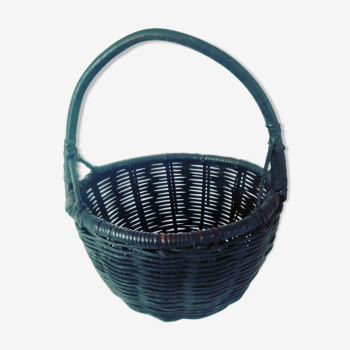 Panier en osier vintage de couleur ébène