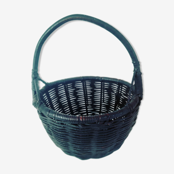 Vintage ebony colored wicker basket