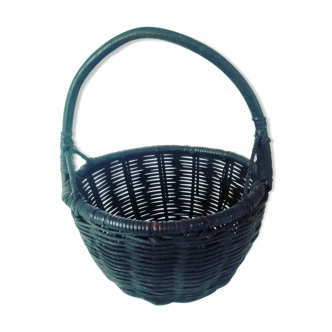 Vintage ebony colored wicker basket