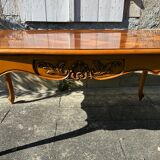 Antique extendable table in cherry wood and marquetry in the Louis XV style.
