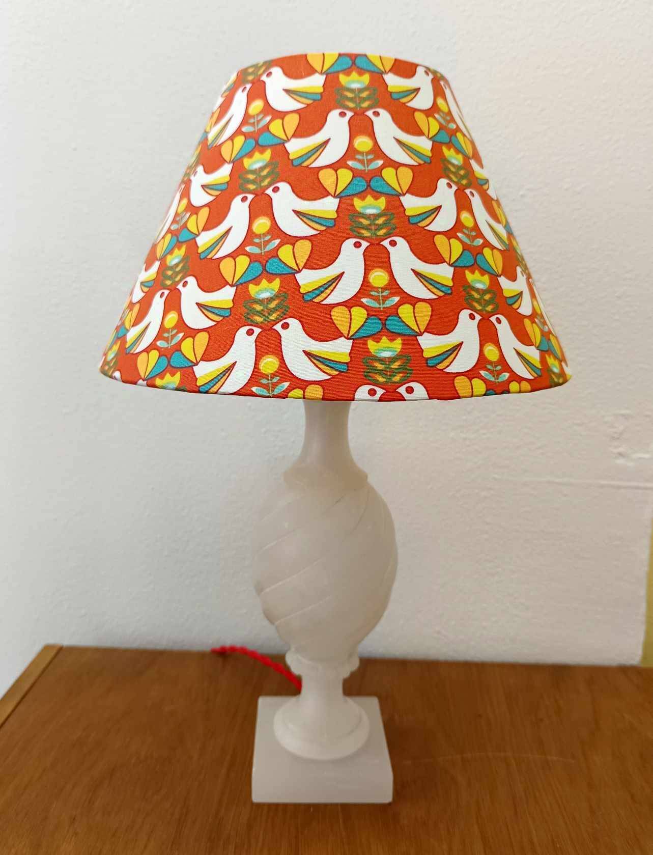 Vintage Alabaster Lamp and Bird Shade