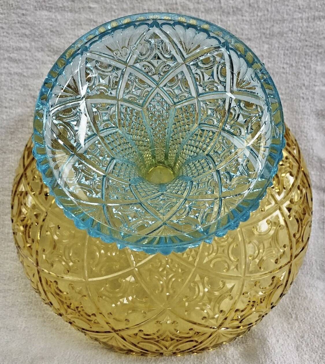 Georges Sand hollow two-tone glass compote bowl signed Portieux