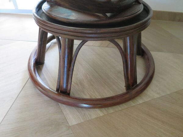 Vintage-Lot de 2 fauteuils pivotant en bambou et rotin-Forme papasan