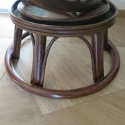 Vintage set of 2 swivel chairs in bamboo and rattan - Papasan shape