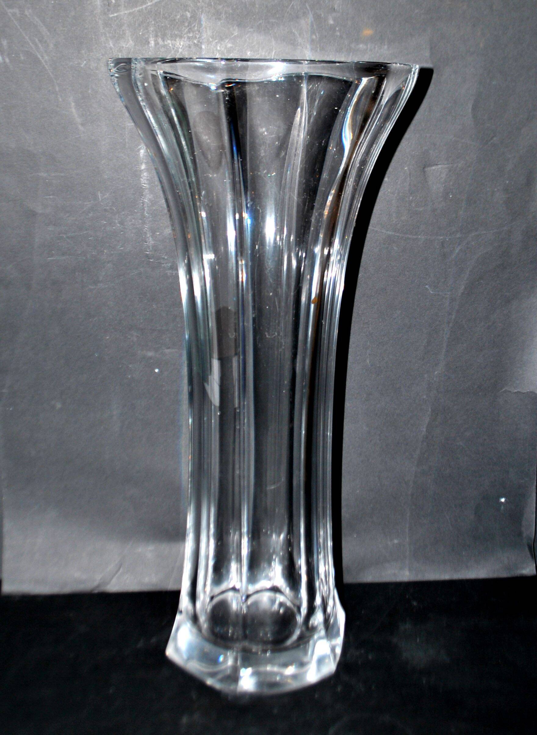 Sèvres large molded crystal vase, modernist design, H48.5