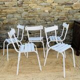Ensemble de 5 chaises blanches en bois