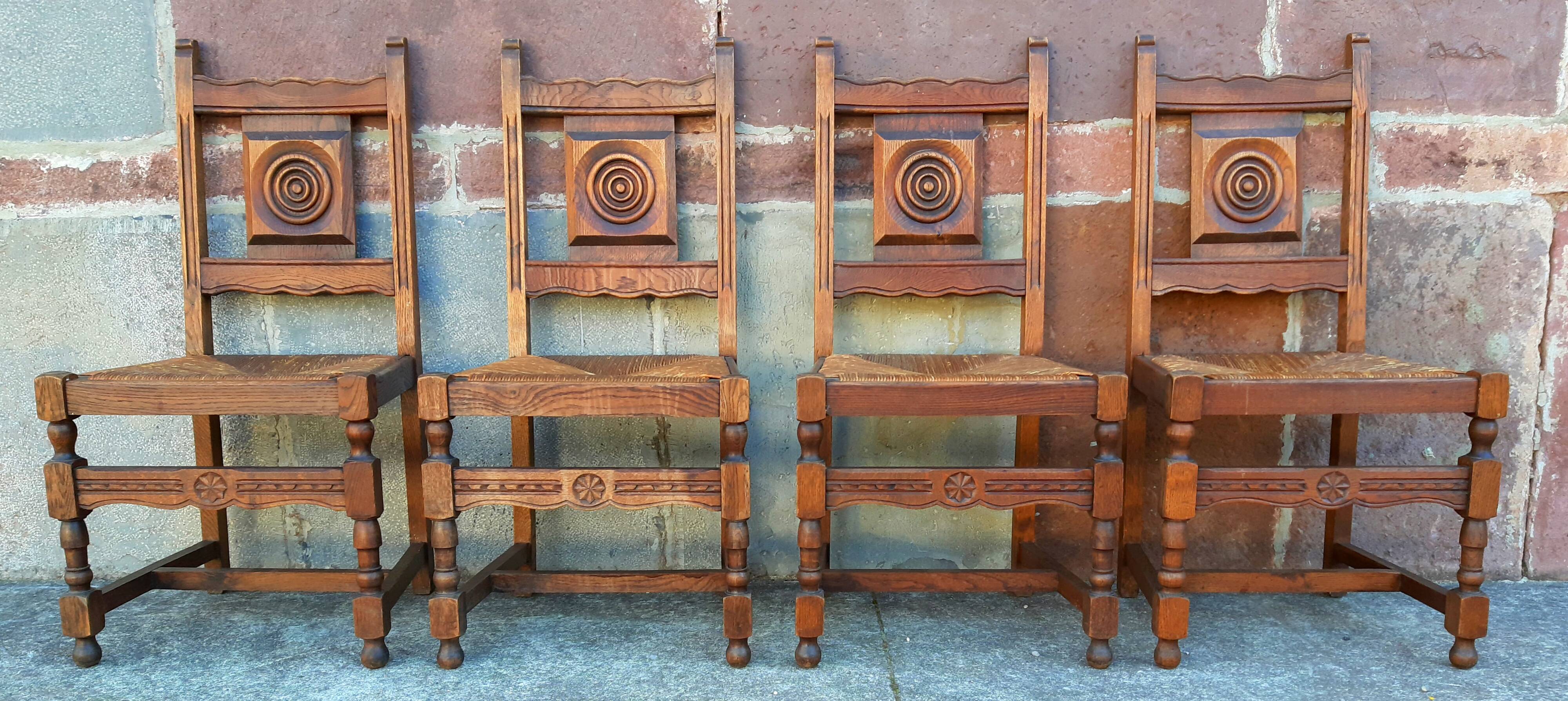 4 Basque oak chairs