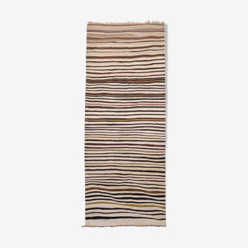 Vintage turkish striped hemp kilim runner rug, 1970s - 141 x 351 cm
