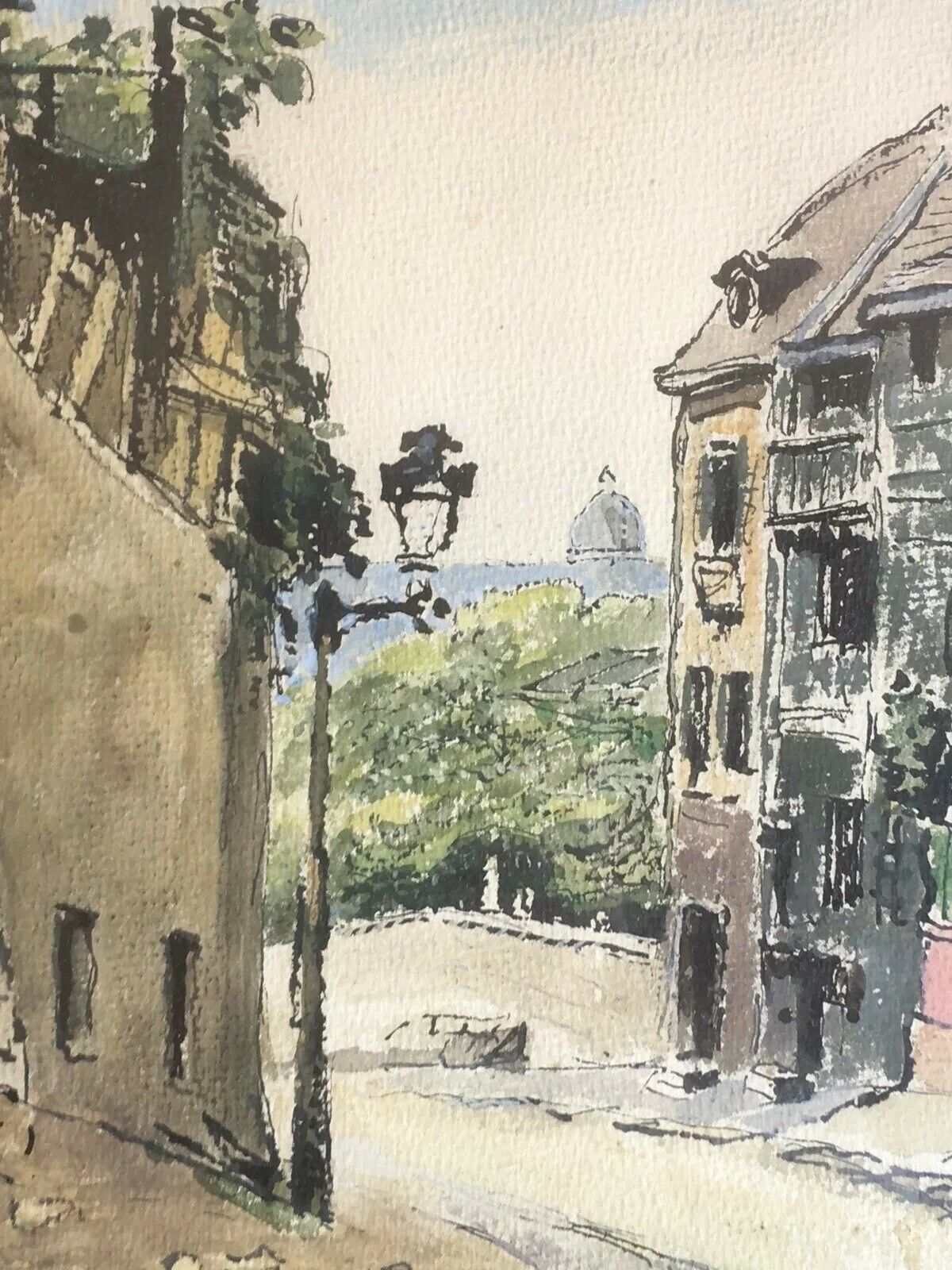 Painting Painting Signed Paris 18th Arrondissement Rue Caulaincourt Maisons Sacré-Coeur XX ème
