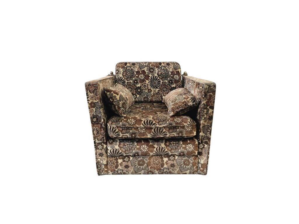 Fauteuil vintage marron à fleurs / fauteuil-lit / fauteuil une place