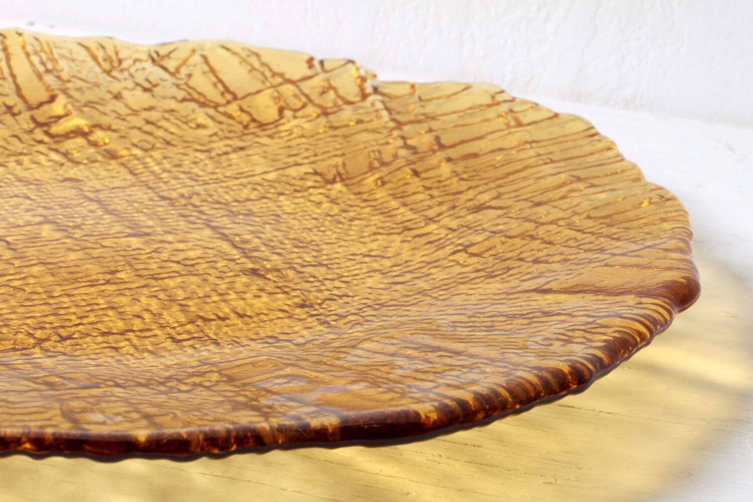 Amber Plate Jute by Pavel Panek / Glass Union / Czech Republic / 1977