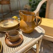 Pair of flat and deep plates in antique stoneware