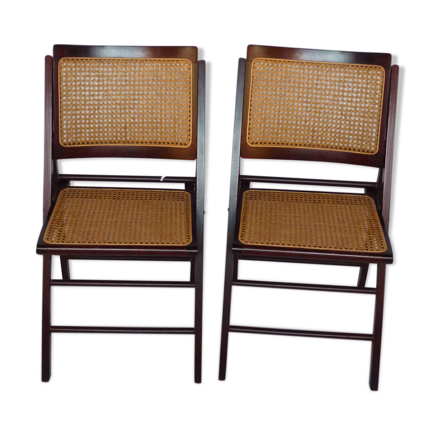 Duo of canned folding chairs
