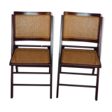 Duo of canned folding chairs