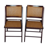 Duo de chaises pliantes cannées