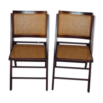 Duo of canned folding chairs