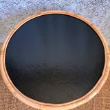 Table basse ronde en rotin vintage