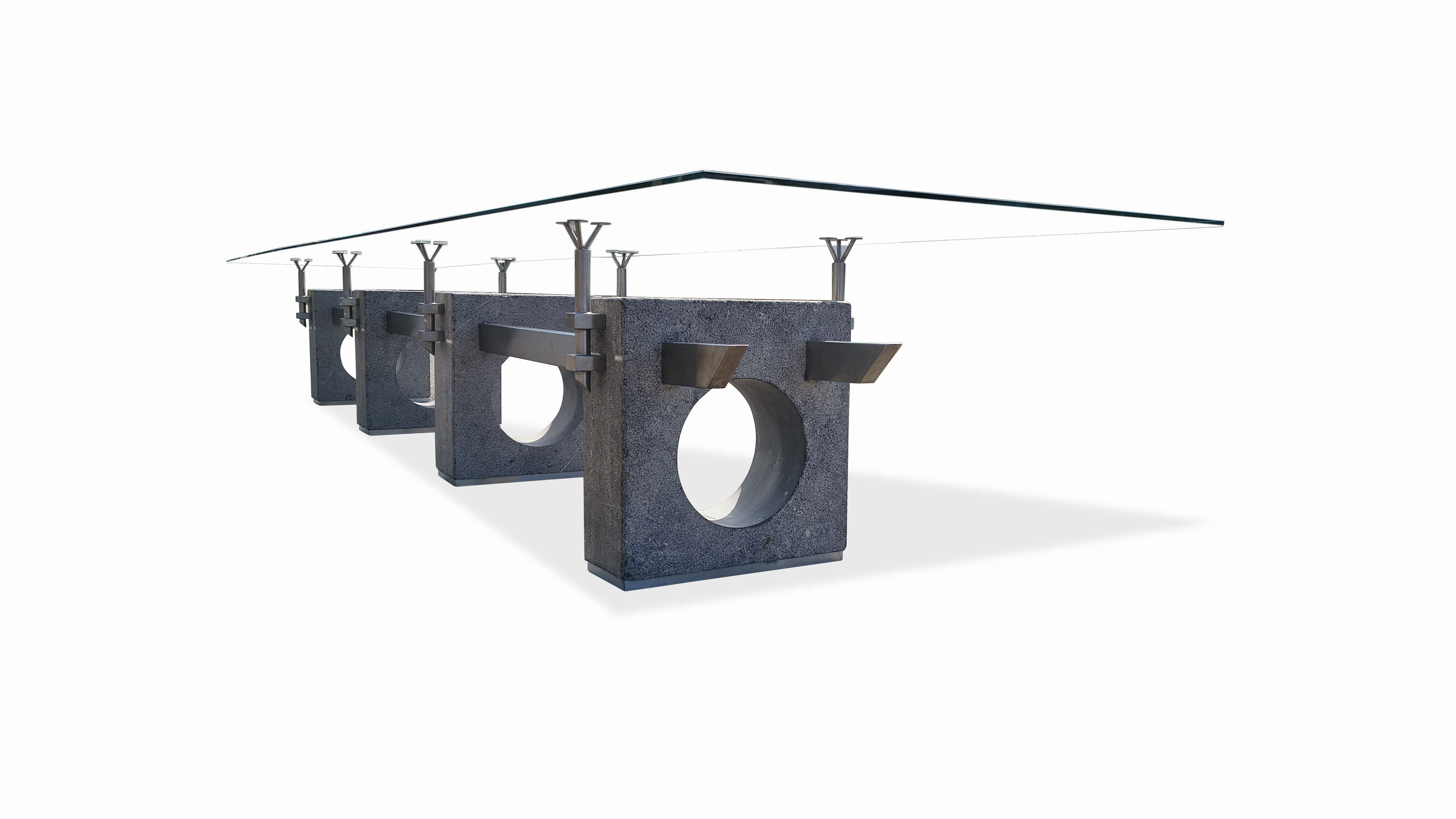 Huge brutalist concrete conference or dining table, 1970s