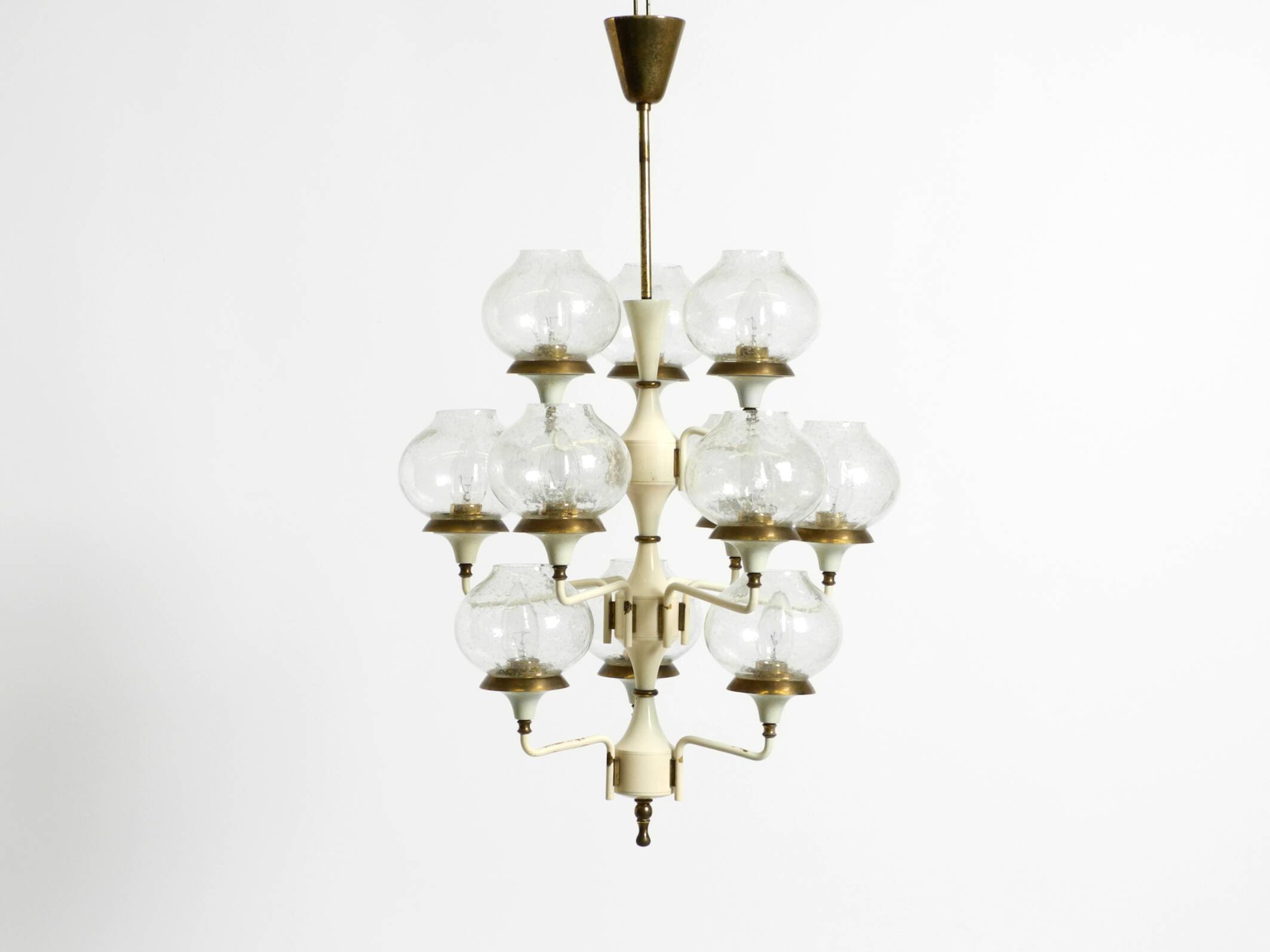 Large 1960s brass and glass tulip ceiling lamp by Hans Agne Jakobsson