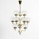 Large 1960s brass and glass tulip ceiling lamp by Hans Agne Jakobsson