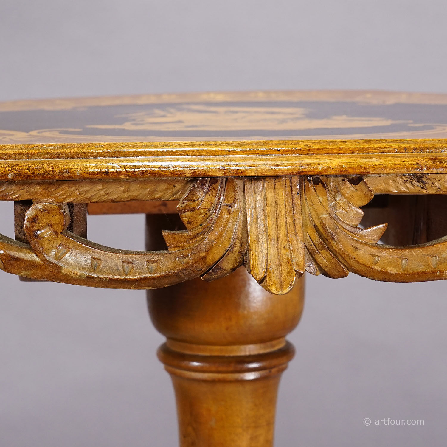 Edelweiss marquetry side table Brienz Switzerland 1900