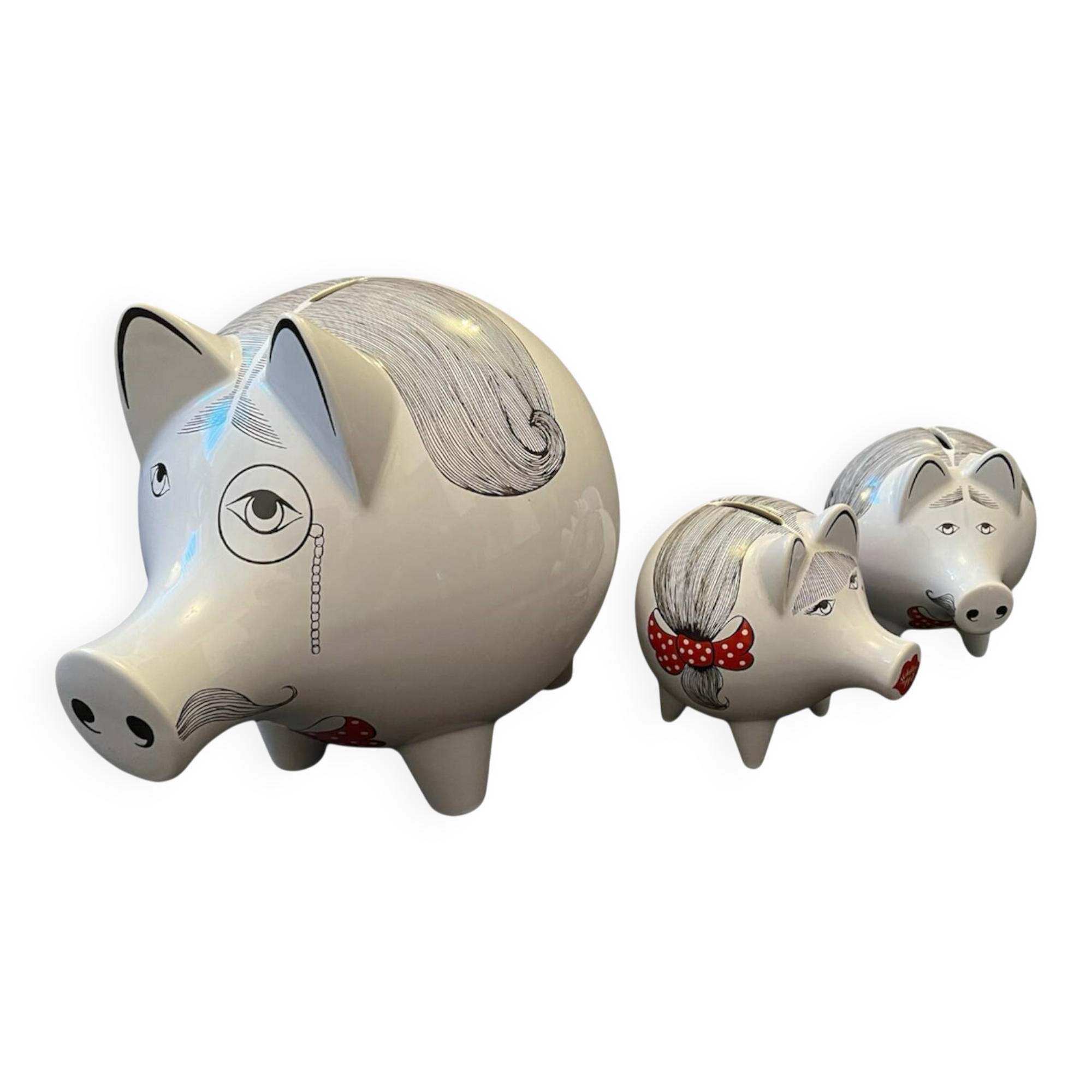 Set of 3 Vintage porcelain Spar bank Piggy Waechtersbach