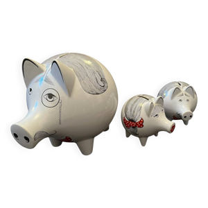 ensemble de 3 tirelires - porcelaine