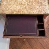 Bedside table of the 18th Louis XV period in marquetry and marble