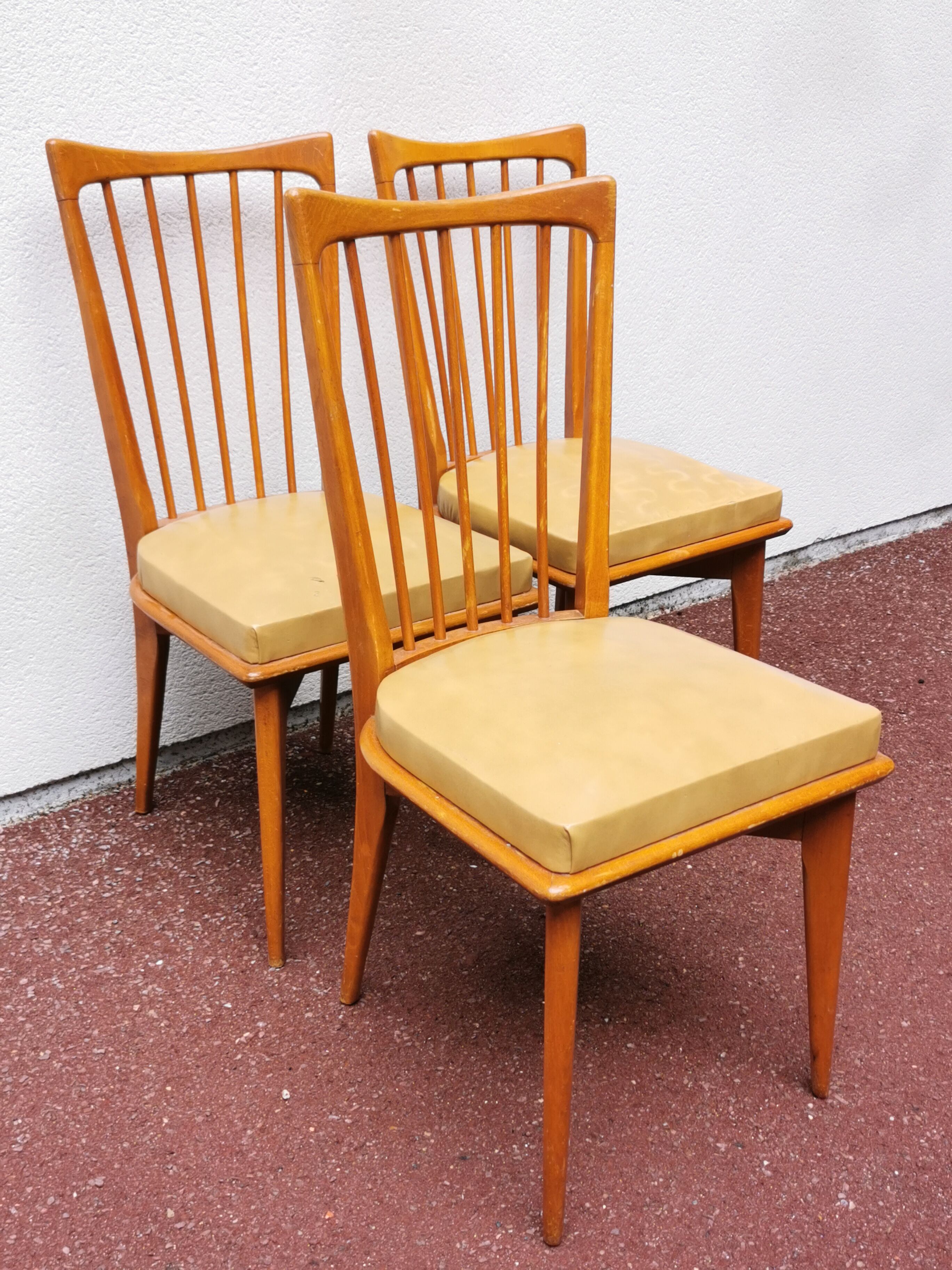 Series of 3 chairs vintage scandinavian style 60's 70's