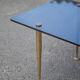 Smoked glass coffee table with adjustable brass legs, end of sofa, 70s table