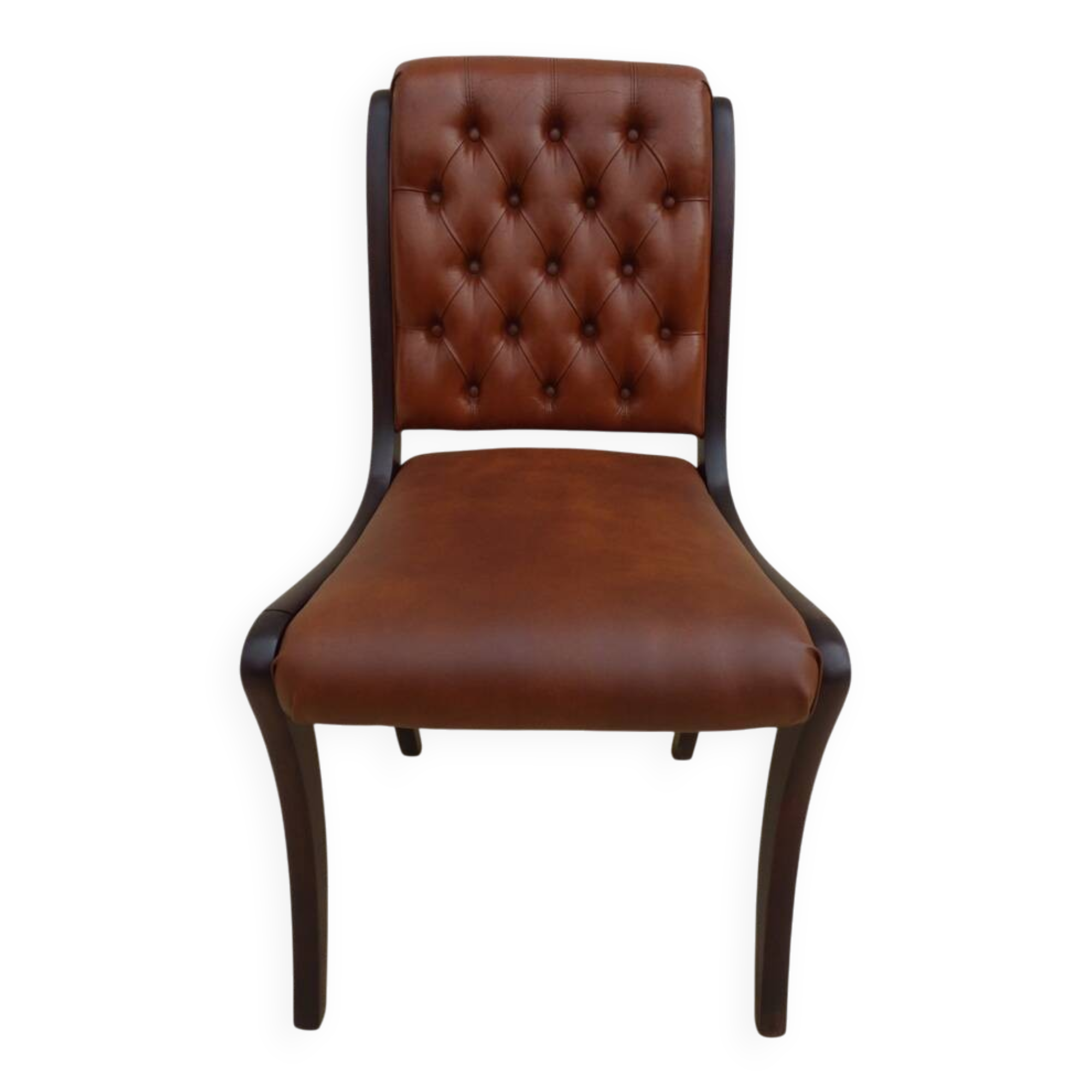 Chic Vintage Chesterfield style chair with wooden frame and faux leather