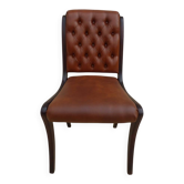 Chic Vintage Chesterfield style chair with wooden frame and faux leather