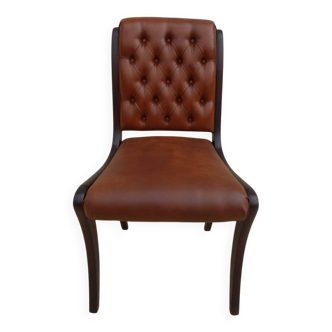 Chaise chic de style  Chesterfield Vintage à ossature bois et simili cuir
