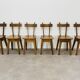 6 brutalist solid wood chairs